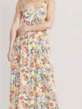 Old Navy Floral Maxi Dress in Yellow, Pink, Green